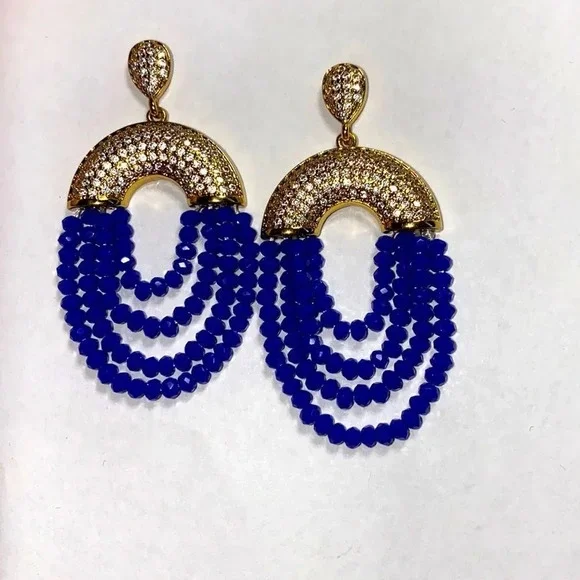 Rhinestone and beads earrings - Picture 4 of 7